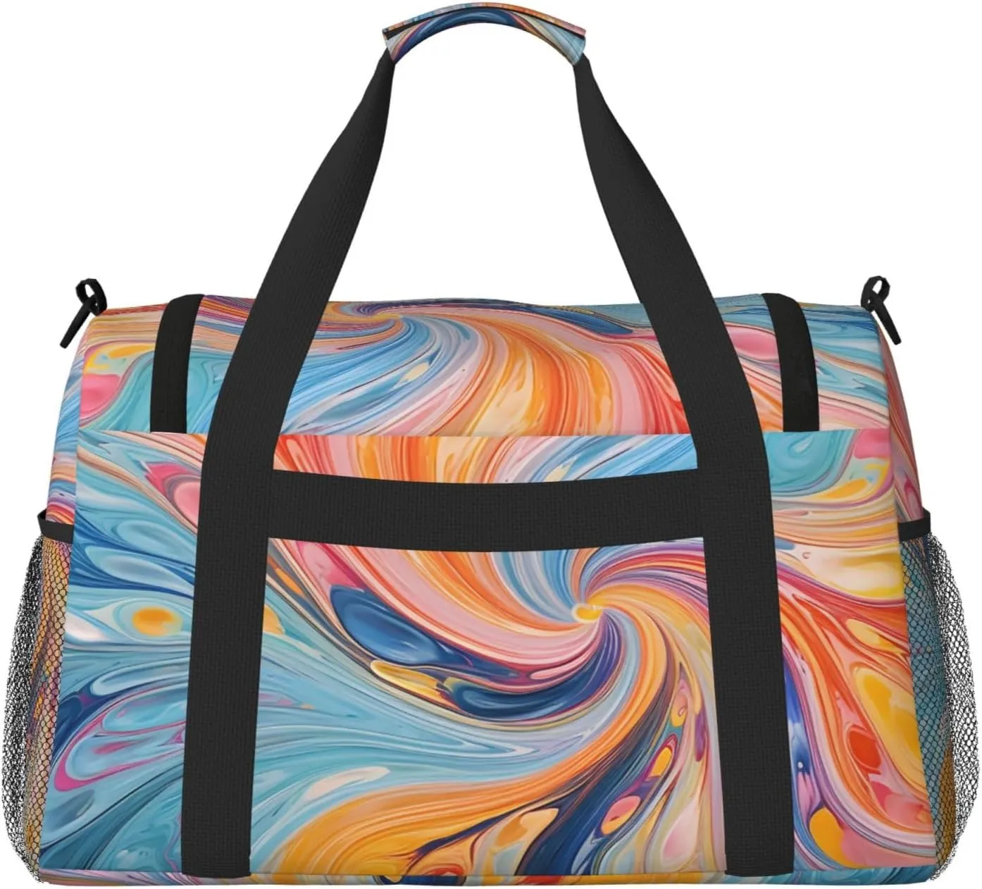 Ink Liquid Rainbow Duffle Bag Foldable Travel Tote Bag Carry On Large Weekender Overnight Bags Waterproof Gym Bag For Women Men