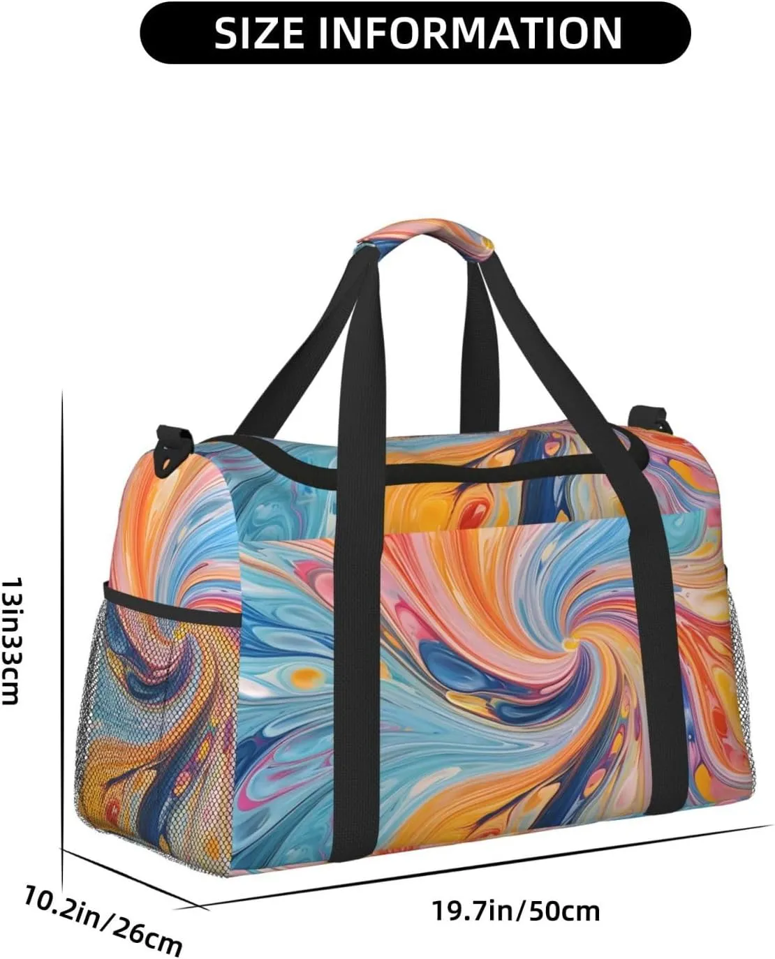 Ink Liquid Rainbow Duffle Bag Foldable Travel Tote Bag Carry On Large Weekender Overnight Bags Waterproof Gym Bag For Women Men