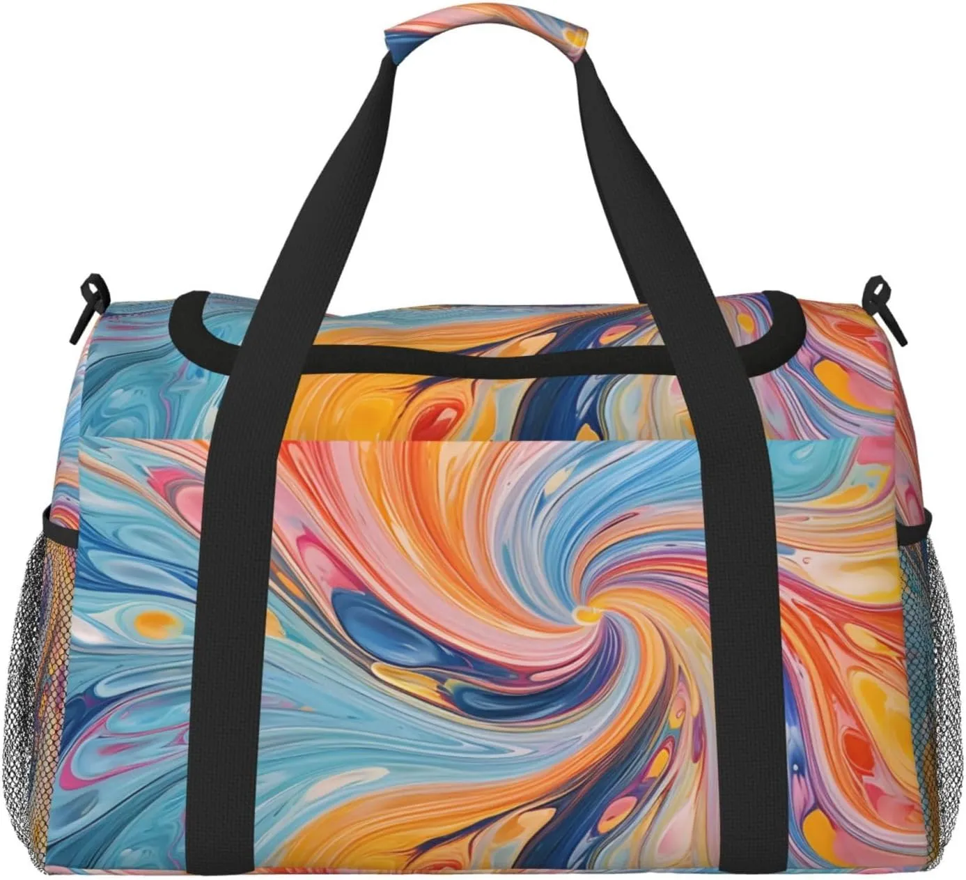 Ink Liquid Rainbow Duffle Bag Foldable Travel Tote Bag Carry On Large Weekender Overnight Bags Waterproof Gym Bag For Women Men