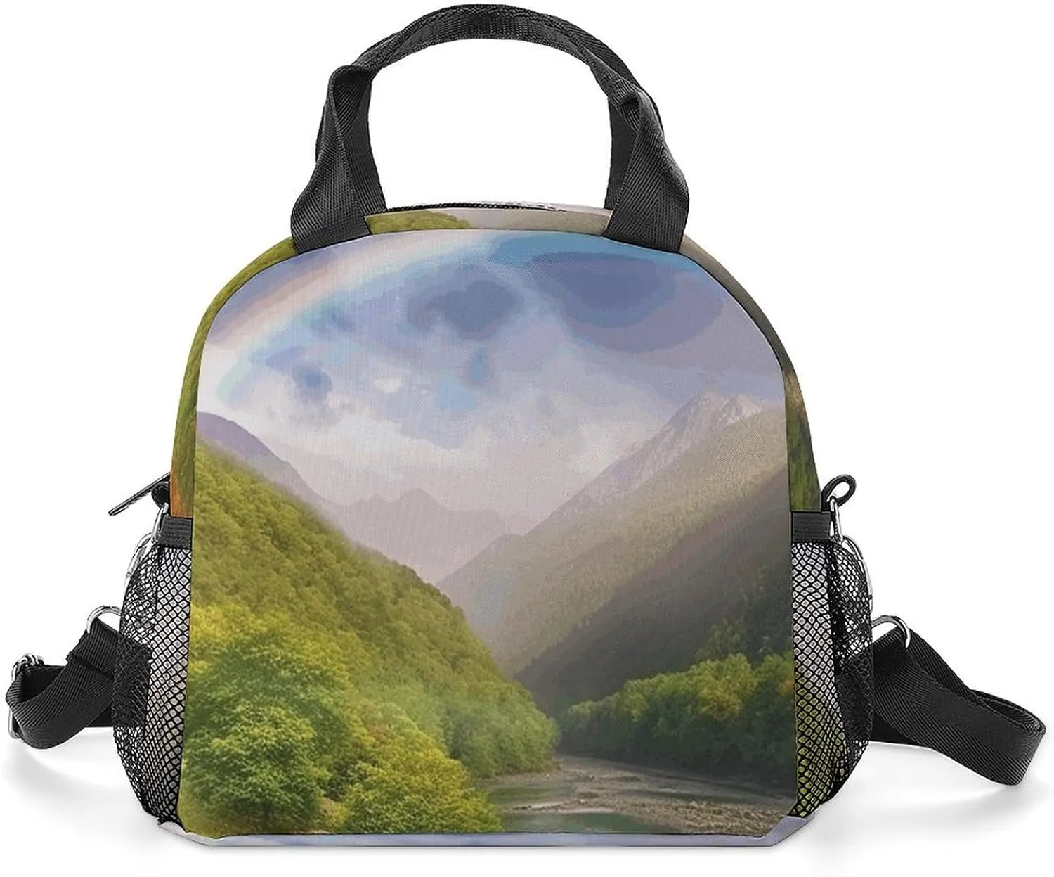 Insulated Lunch Bags for Women Mountain Valley with Rainbow Reusable Lunch Boxes Waterproof Shoulder Bag Lunch Cooler Bag for Work