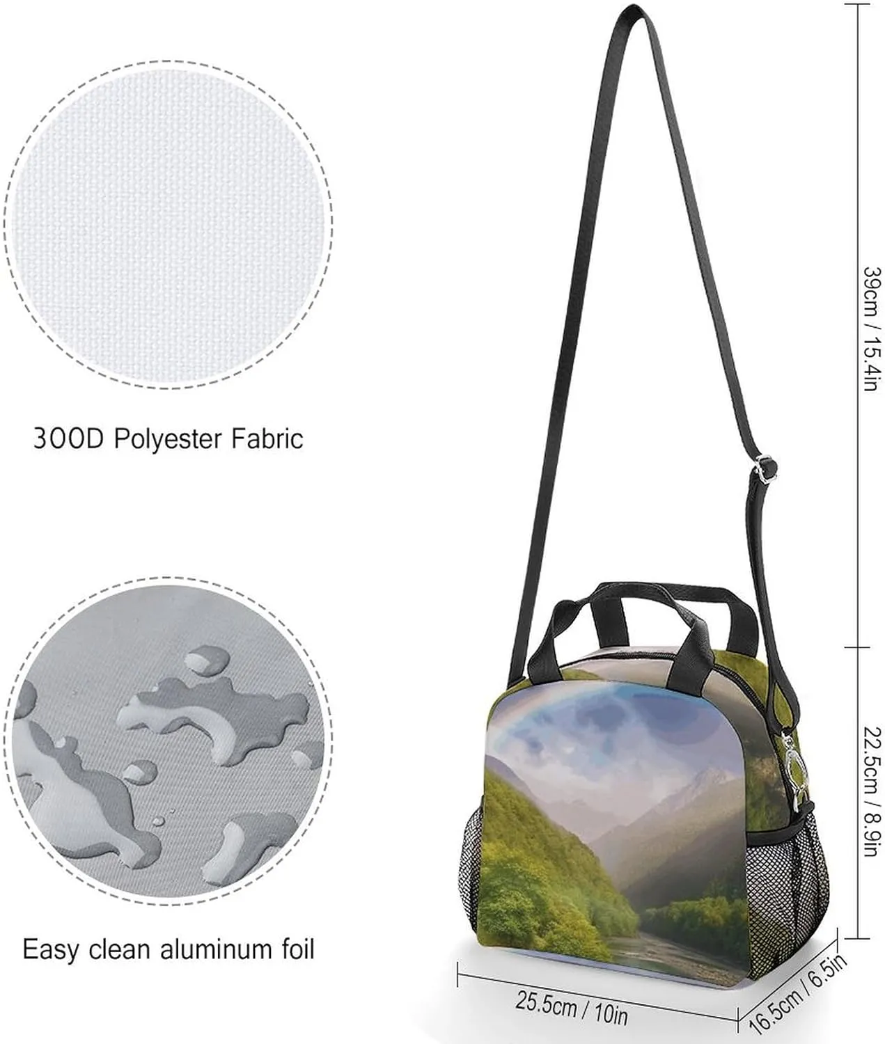 Insulated Lunch Bags for Women Mountain Valley with Rainbow Reusable Lunch Boxes Waterproof Shoulder Bag Lunch Cooler Bag for Work