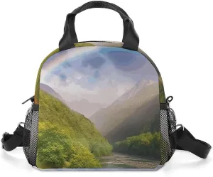 Insulated Lunch Bags for Women Mountain Valley with Rainbow Reusable Lunch Boxes Waterproof Shoulder Bag Lunch Cooler Bag for Work