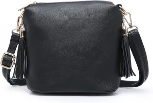 JEN & CO. Dylan Vegan Leather Crossbody Bags for Women Trendy Purses Shoulder Handbags with Adjustable Strap & Tassel Zippers