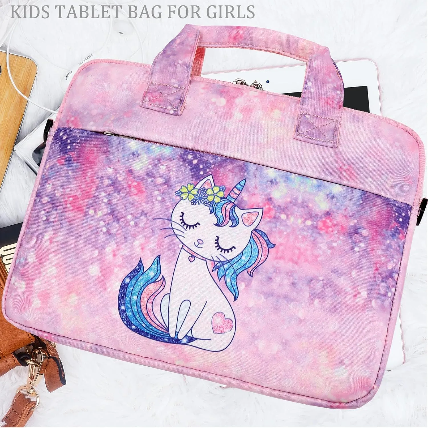 JIANYA Kids Tablet Carrying Case, iPad Bag for Kids with Shoulder Strap, 10-12.5 Inch Tablet Bags