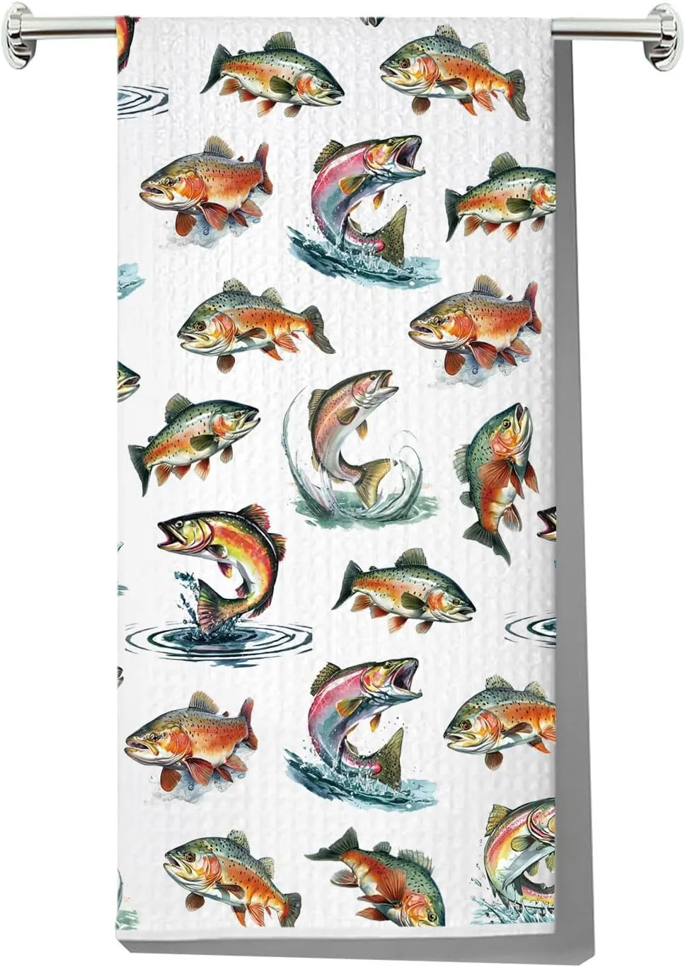 JNIAP Rainbow Trout Kitchen Towel Rainbow Trout Gifts Angler Gifts Rainbow Trout Merch Rainbow Trout Dish Towel (Fish kt)