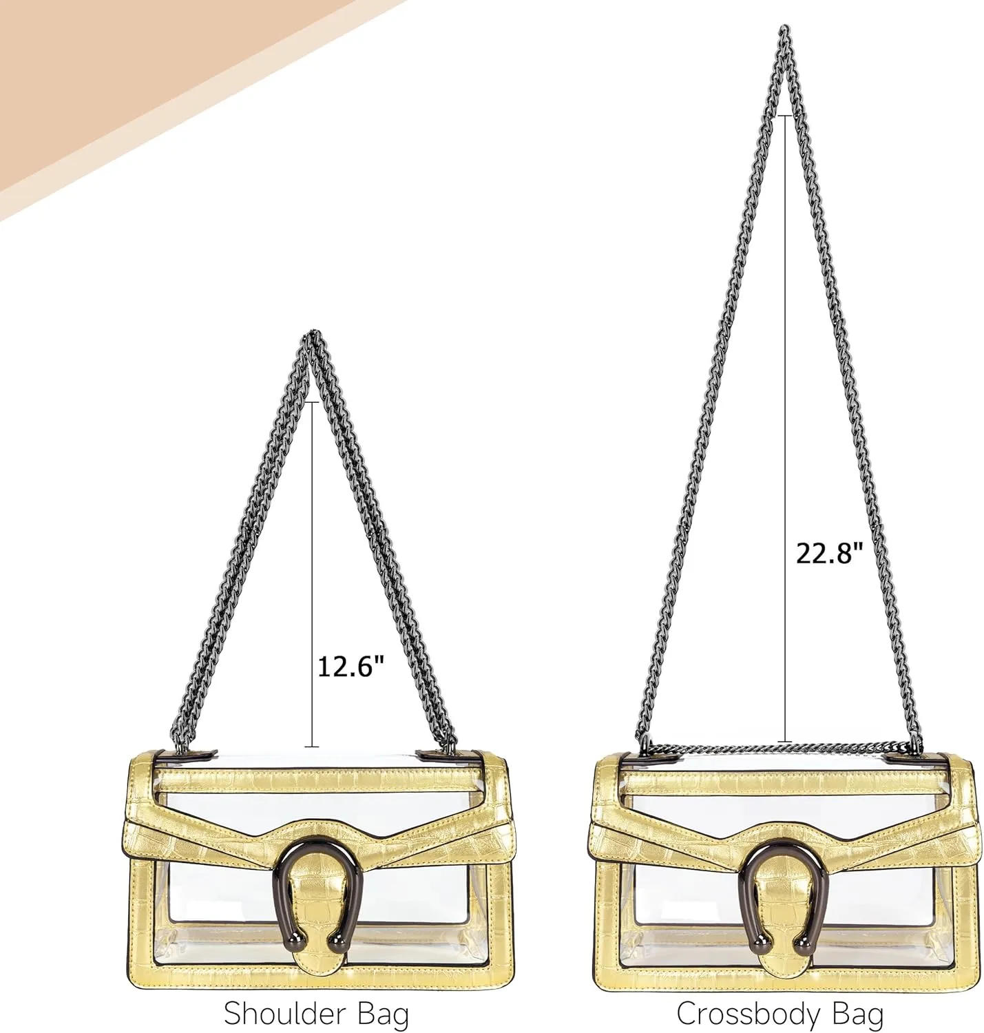 Joryin Women's Stadium Approved Crossbody Bag for Women, Small Clear Bag Shoudler Purse with Chain Strap