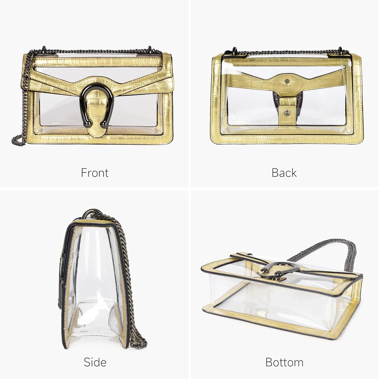 Joryin Women's Stadium Approved Crossbody Bag for Women, Small Clear Bag Shoudler Purse with Chain Strap