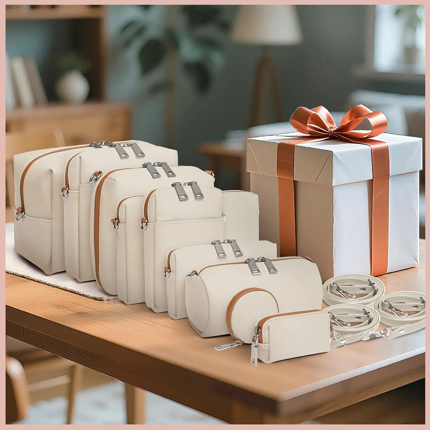 Joyway Travel Makeup Bag,Large Capacity Cosmetic Bags for Women,Waterproof Portable Pouch Open Flat Toiletry Bag Make up Organizer with Divider and Handle can be fitted with suspenders(White)