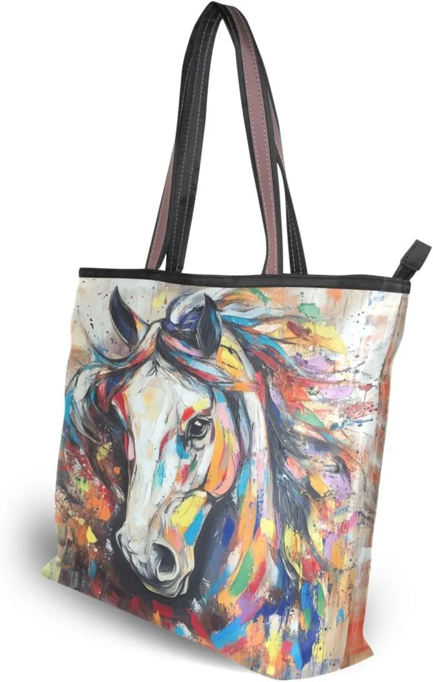 JSTEL Tote Bag for Women with Zipper,Polyester Tote Purse Holiday Tote Bag Work Handbag Women Gift