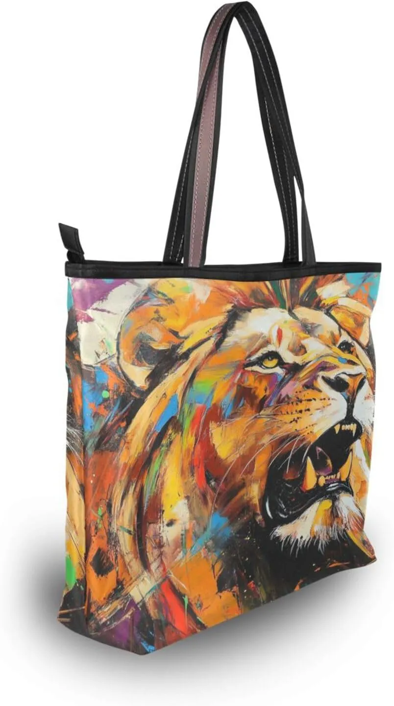 JSTEL Tote Bag for Women with Zipper,Polyester Tote Purse Holiday Tote Bag Work Handbag Women Gift