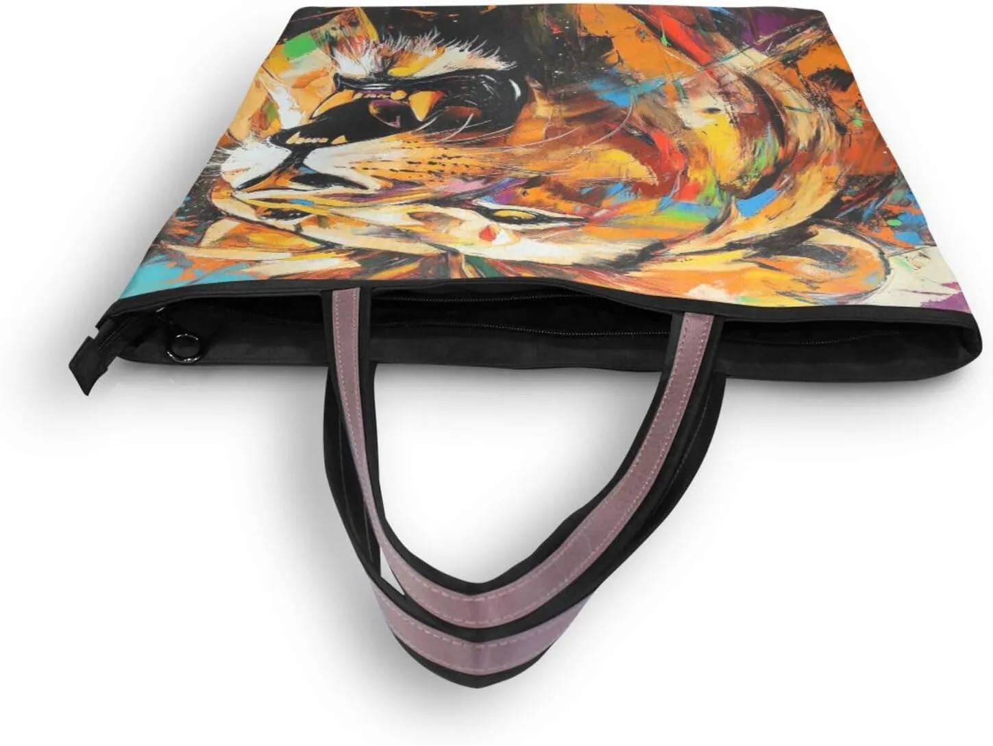 JSTEL Tote Bag for Women with Zipper,Polyester Tote Purse Holiday Tote Bag Work Handbag Women Gift
