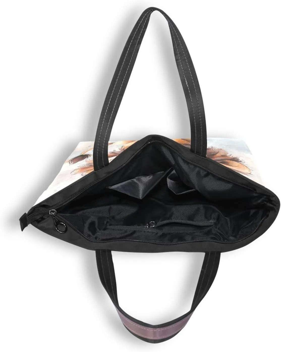 JSTEL Tote Bag for Women with Zipper,Polyester Tote Purse Holiday Tote Bag Work Handbag Women Gift
