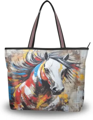 JSTEL Tote Bag for Women with Zipper,Polyester Tote Purse Holiday Tote Bag Work Handbag Women Gift