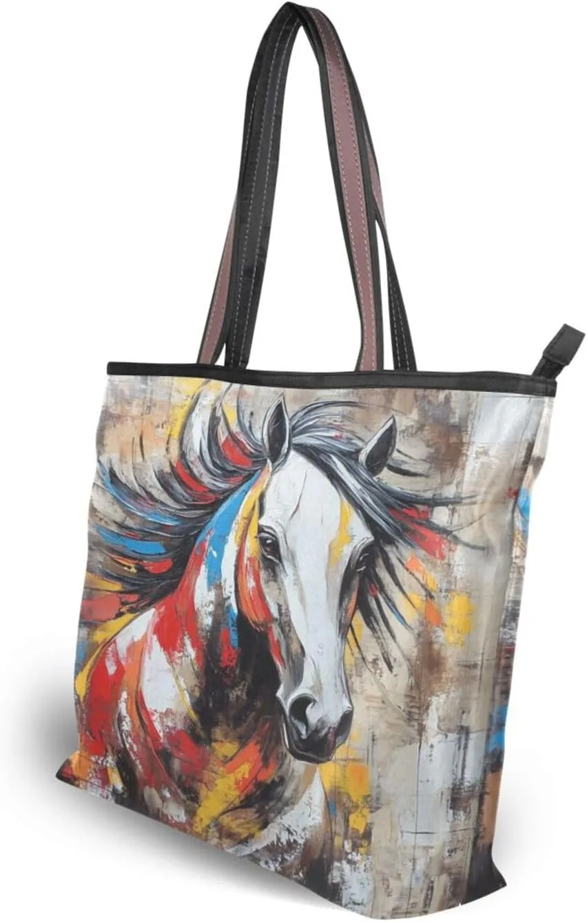 JSTEL Tote Bag for Women with Zipper,Polyester Tote Purse Holiday Tote Bag Work Handbag Women Gift