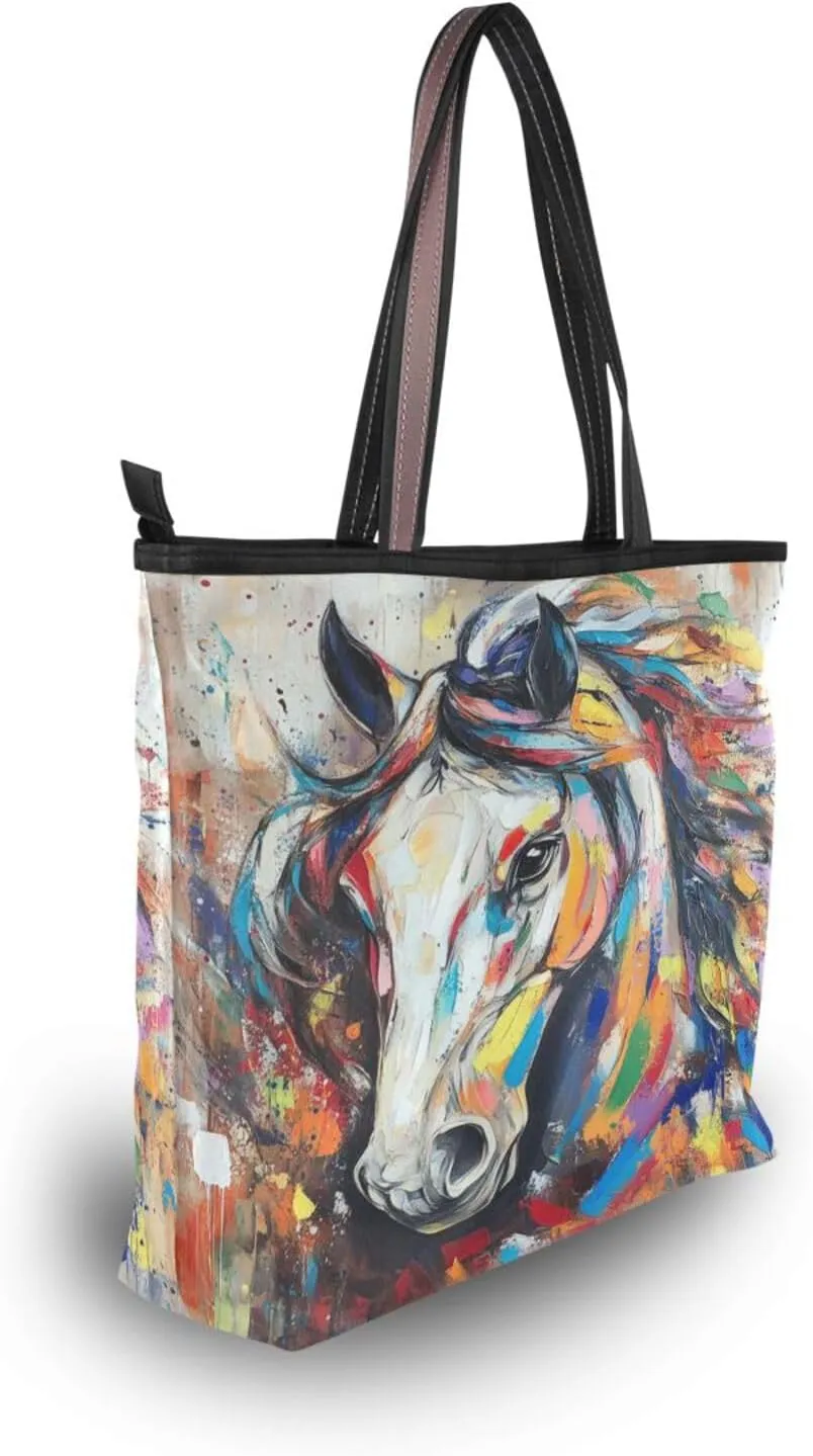 JSTEL Tote Bag for Women with Zipper,Polyester Tote Purse Holiday Tote Bag Work Handbag Women Gift