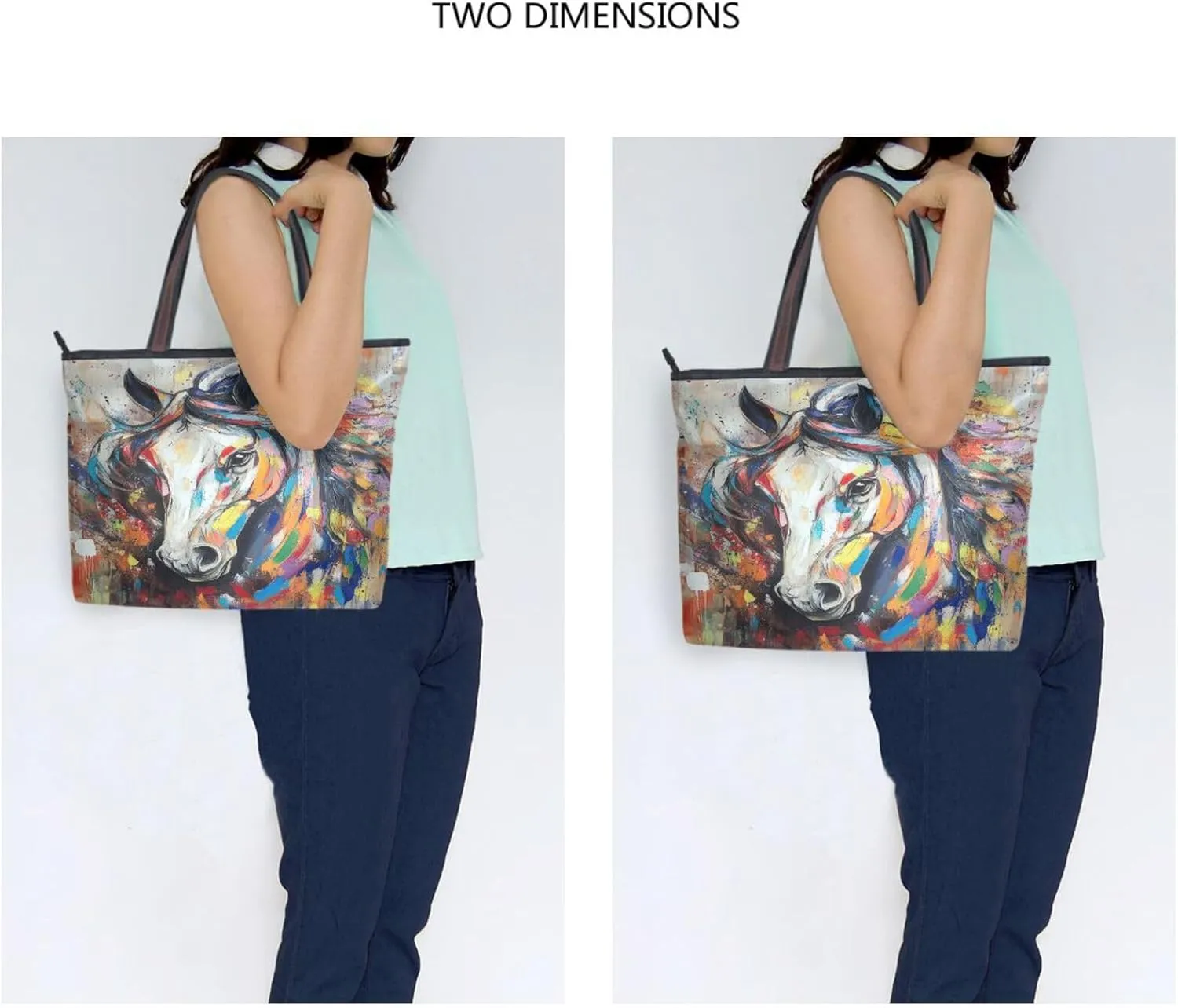 JSTEL Tote Bag for Women with Zipper,Polyester Tote Purse Holiday Tote Bag Work Handbag Women Gift