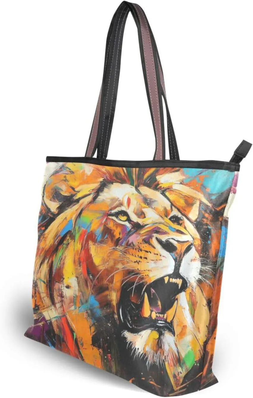 JSTEL Tote Bag for Women with Zipper,Polyester Tote Purse Holiday Tote Bag Work Handbag Women Gift