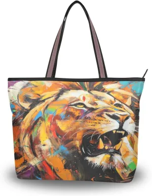 JSTEL Tote Bag for Women with Zipper,Polyester Tote Purse Holiday Tote Bag Work Handbag Women Gift