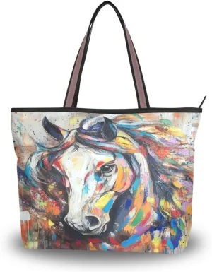 JSTEL Tote Bag for Women with Zipper,Polyester Tote Purse Holiday Tote Bag Work Handbag Women Gift