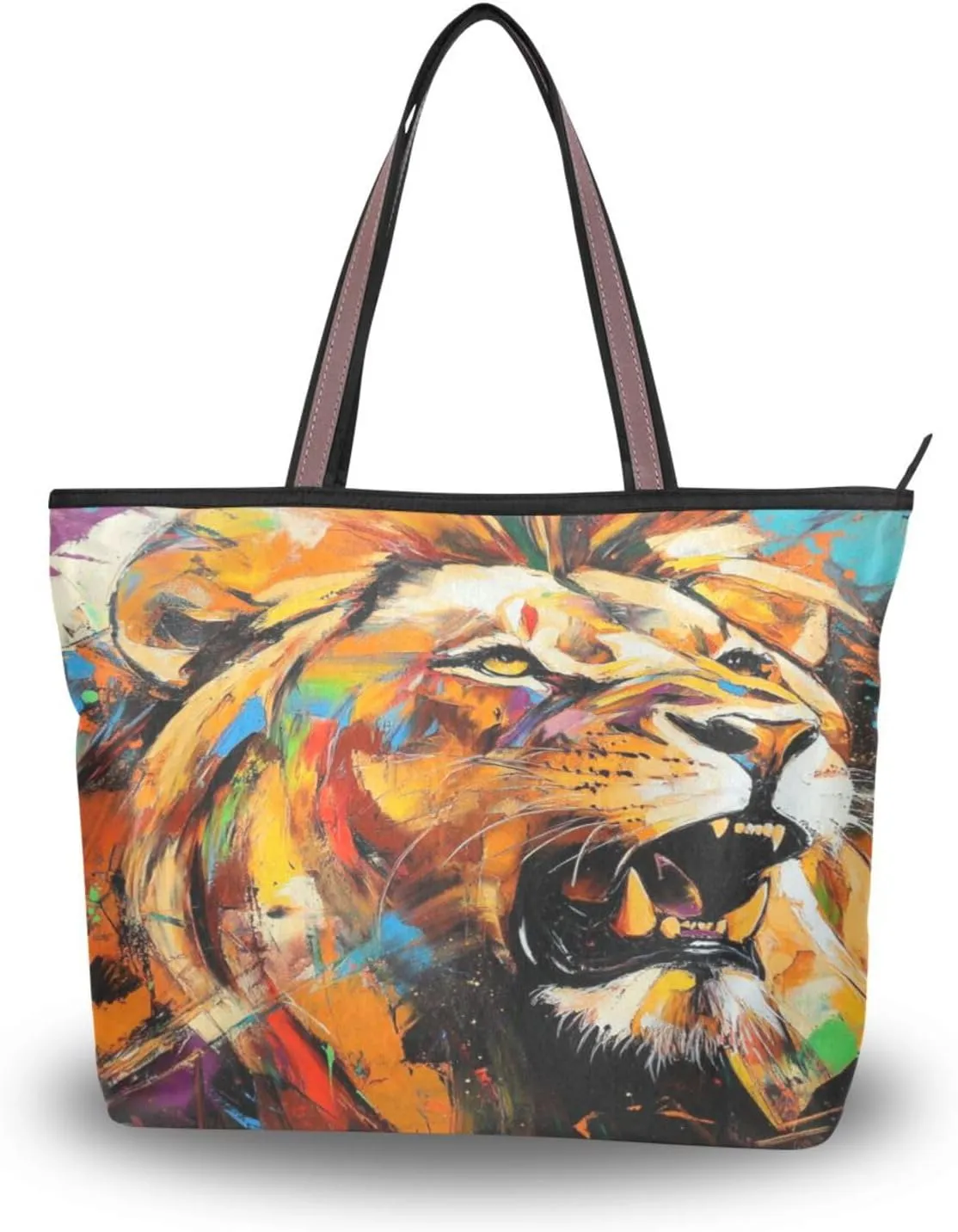JSTEL Tote Bag for Women with Zipper,Polyester Tote Purse Holiday Tote Bag Work Handbag Women Gift