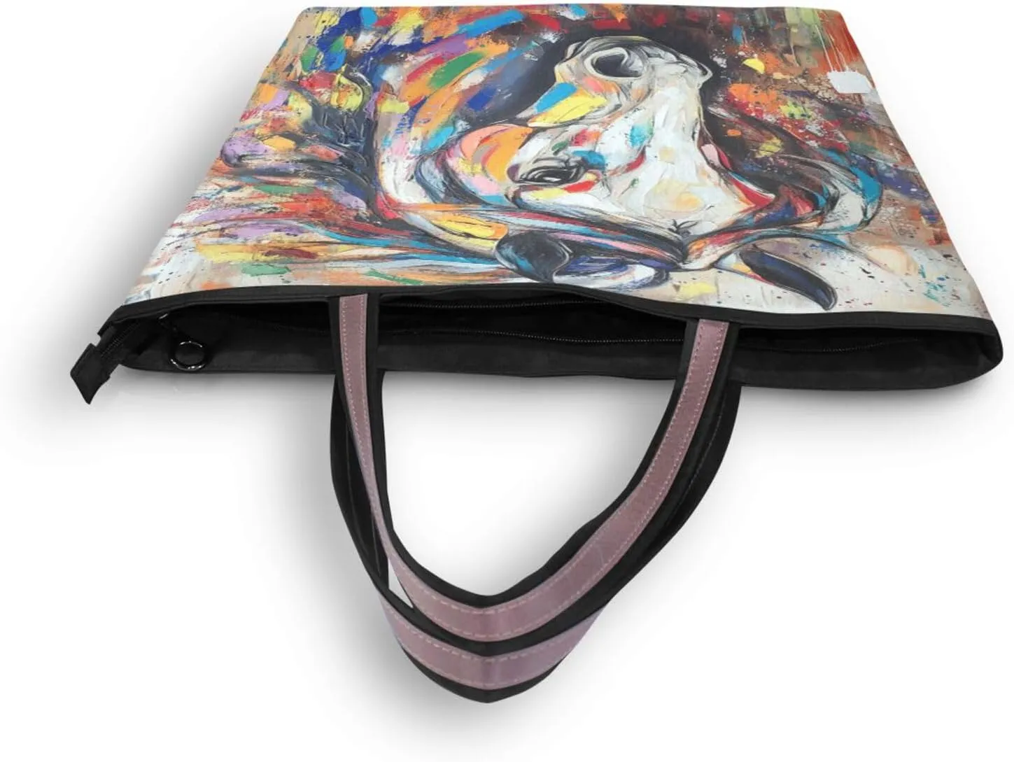 JSTEL Tote Bag for Women with Zipper,Polyester Tote Purse Holiday Tote Bag Work Handbag Women Gift