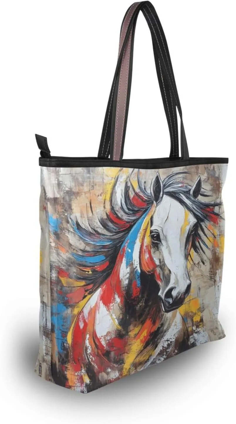 JSTEL Tote Bag for Women with Zipper,Polyester Tote Purse Holiday Tote Bag Work Handbag Women Gift