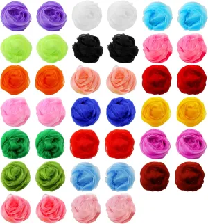 Jucoan 40 Pack Colorful Dance Scarves for Kids, 20 Colors Square Juggling Scarf Actives Scarves, 24 x 24 Inch Soft Ribbon Music Scarves Rhythm Scarves for Children Movement Play