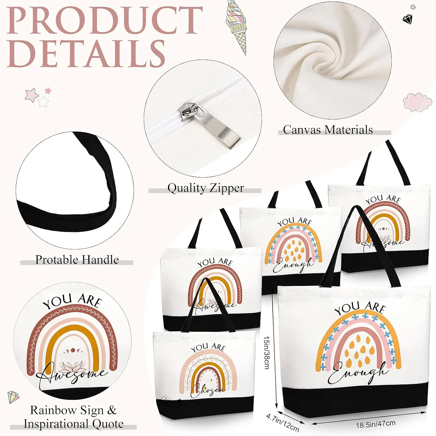 Kajaia Teacher Gift Tote Bag Employee Appreciation Gift Bulk Cosmetic Bag for Nurse Team Coworker Hr