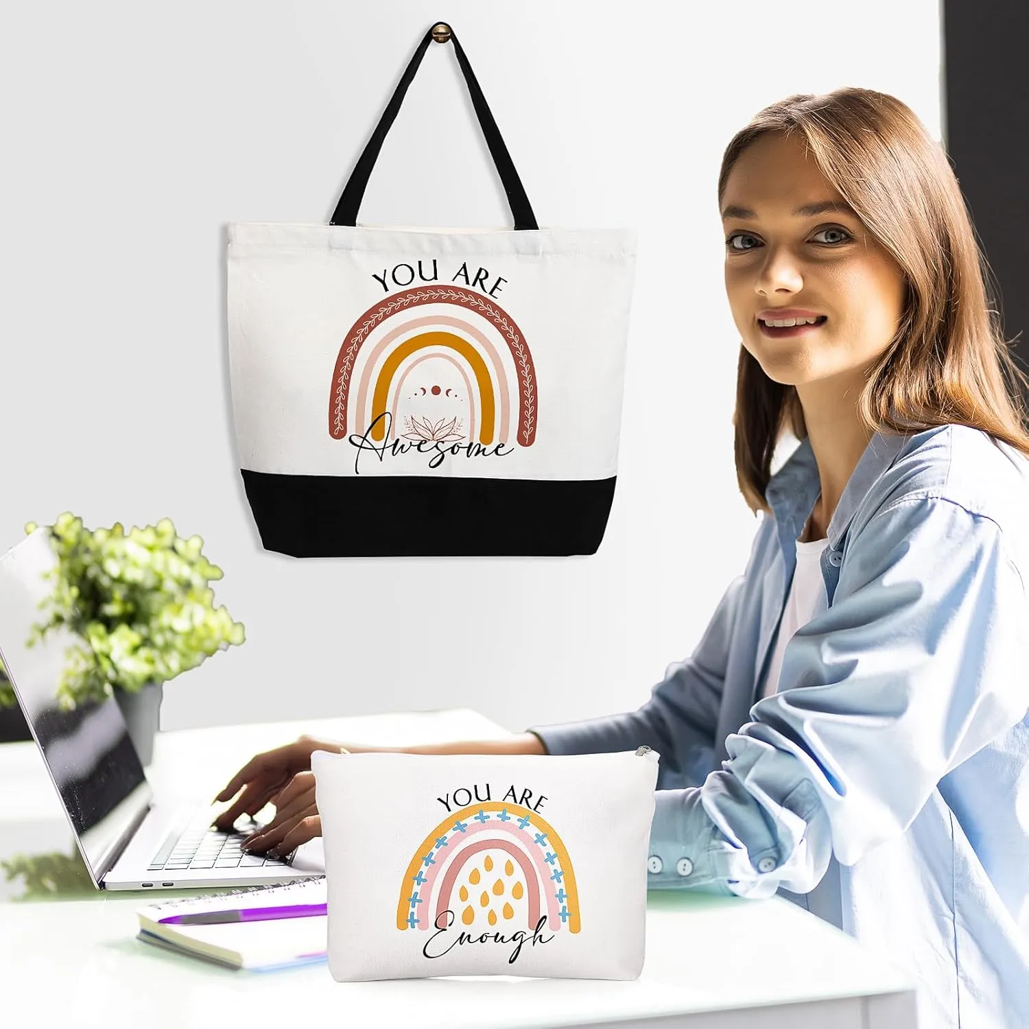 Kajaia Teacher Gift Tote Bag Employee Appreciation Gift Bulk Cosmetic Bag for Nurse Team Coworker Hr