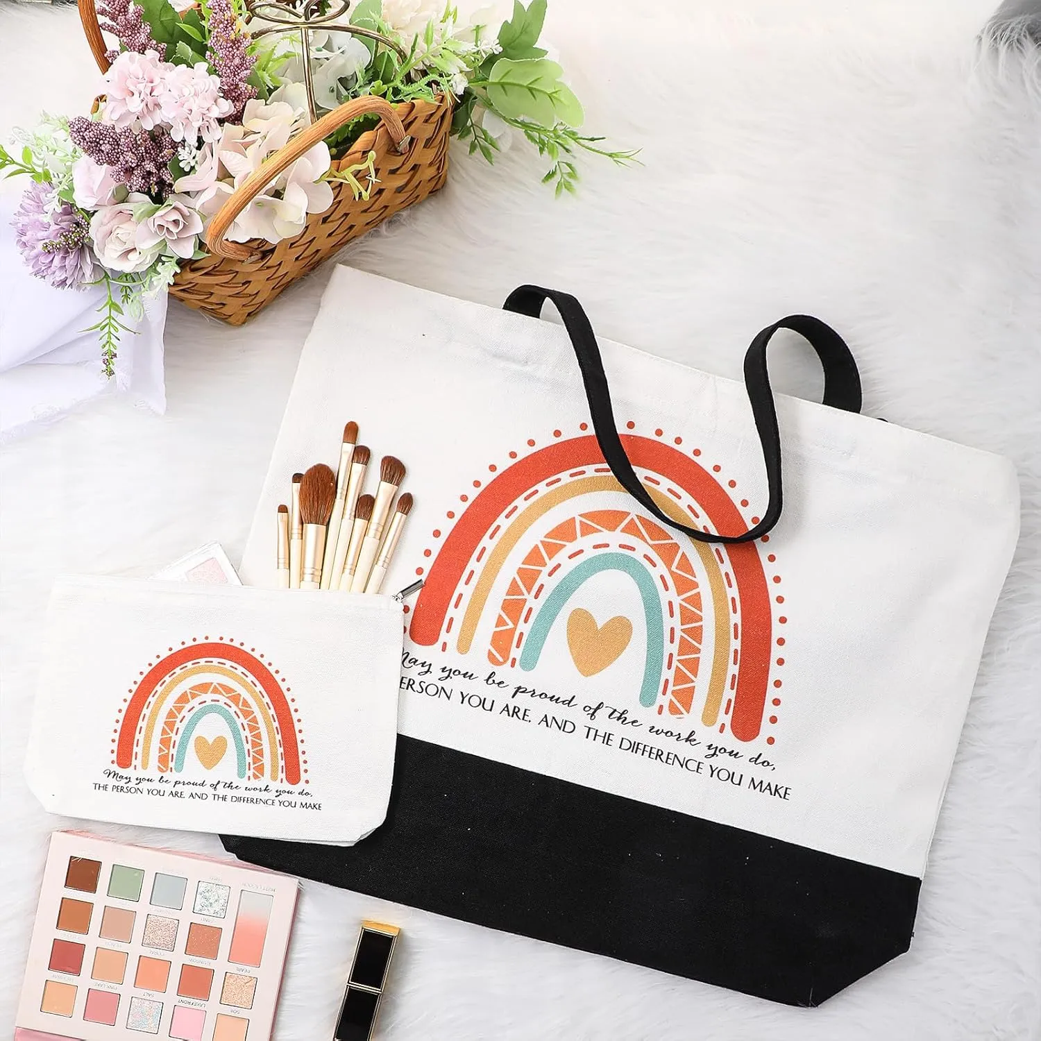 Kajaia Teacher Gift Tote Bag Employee Appreciation Gift Bulk Cosmetic Bag for Nurse Team Coworker Hr