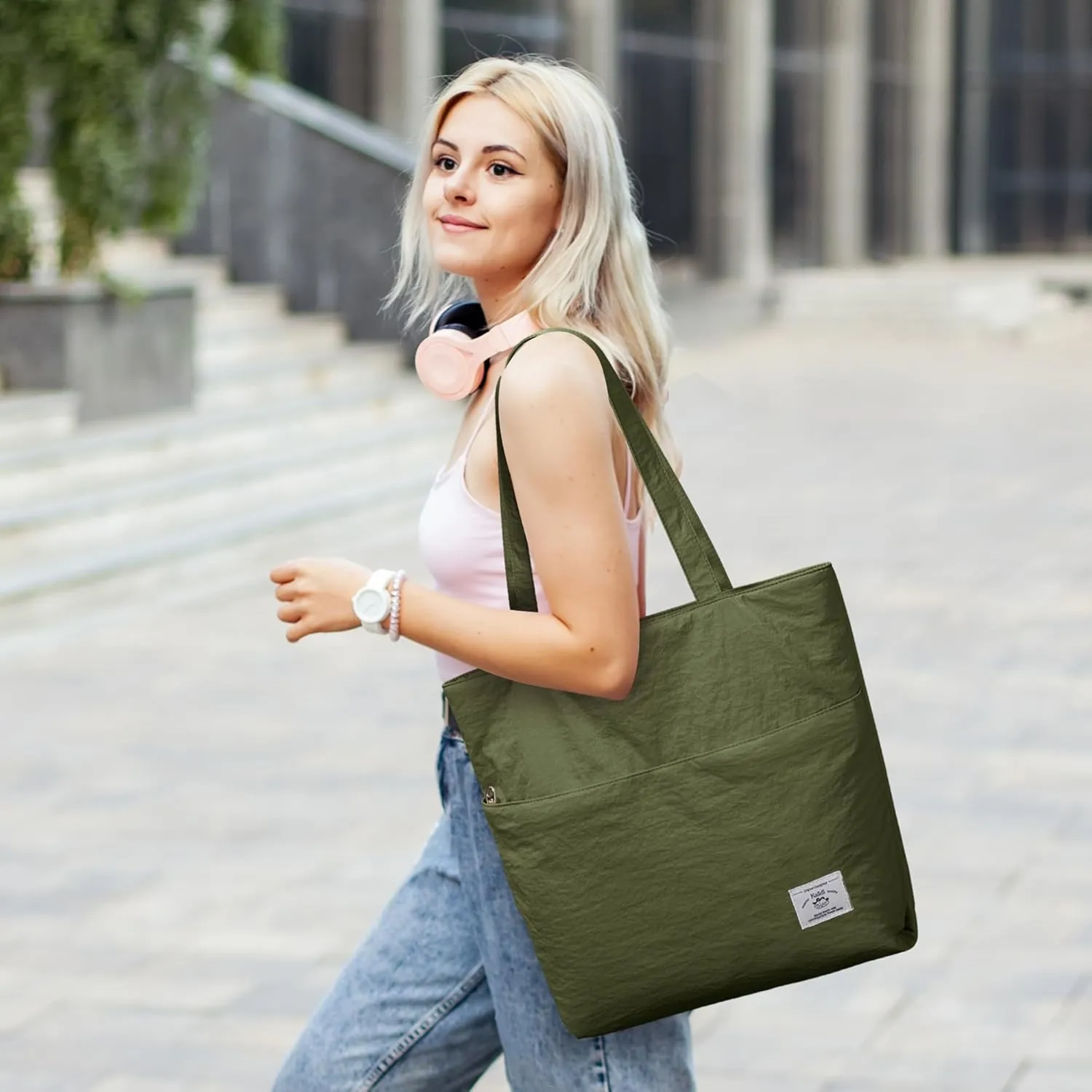 KALIDI Large Tote Bag for Women Handbag Lightweight Puffy Tote Bag with Zipper Shoulder Bag