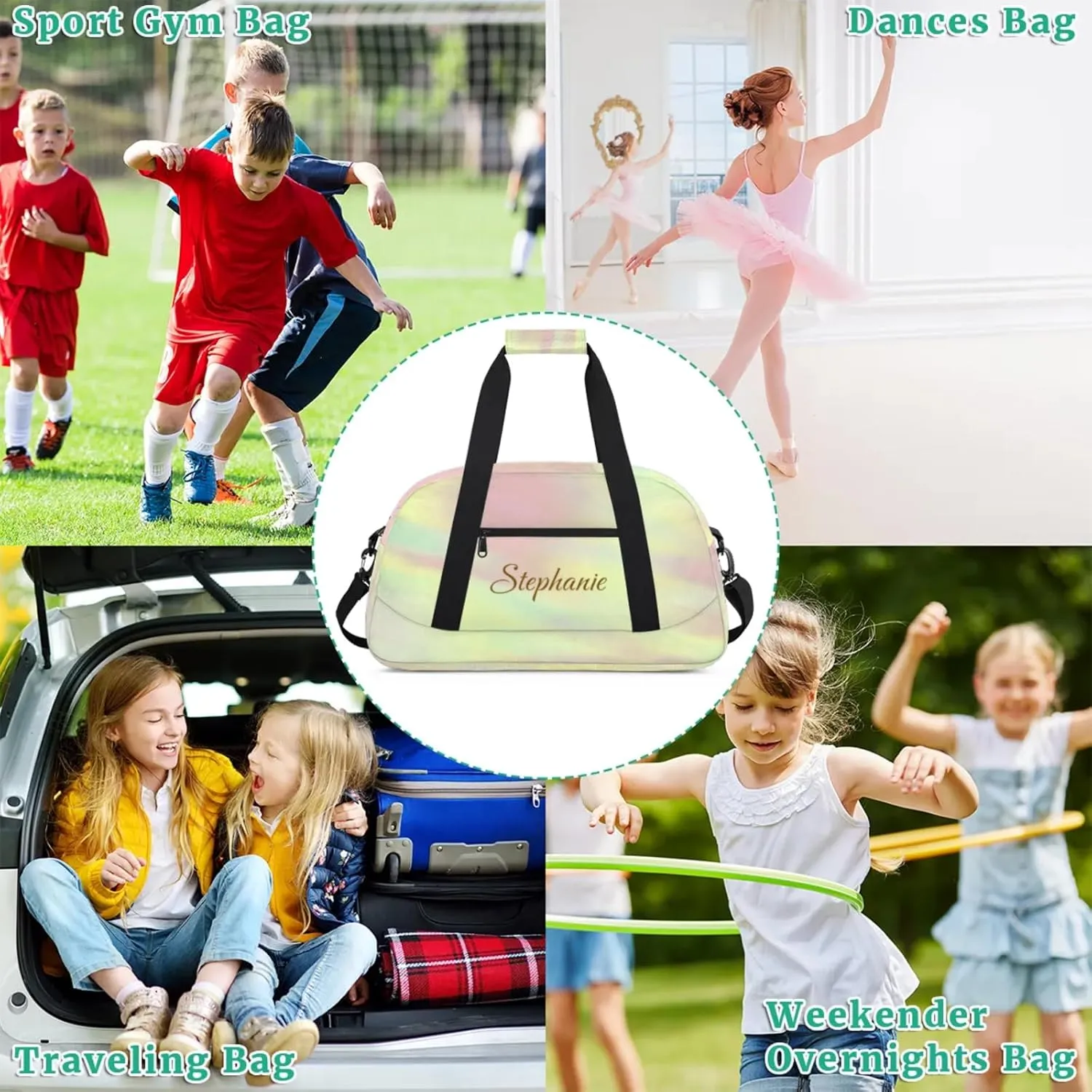 Kids Duffle Bag Personalized Gym Bag Overnight Bags, Ideal for Travel and Sports, Suitable for Men Women for Gym, Dance, Yoga, Durable Waterproof Sport Overnight Handbags Gradual Change