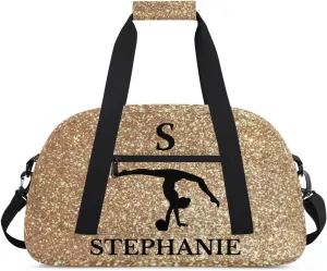 Kids Duffle Bag Personalized Gym Bag Overnight Bags, Ideal for Travel and Sports, Suitable for Men Women for Gym, Dance, Yoga, Durable Waterproof Sport Overnight Handbags Print Gold