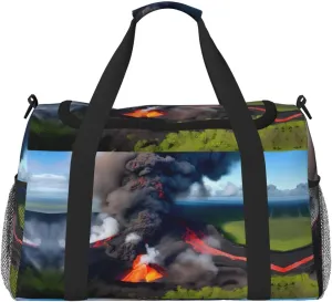 Kilauea Volcano Bloom print Overnight Bags for Women and Men Shoulder Bag Carry On Bag for Traveling Travel Essentials