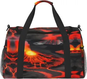 Kilauea Volcanos print Large Canvas Travel Duffel Bag Weekender Bags for Women Overnight Bag Carry On Tote Bag