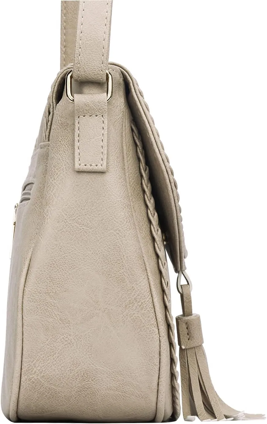 KKXIU Casual Flap Saddle Crossbody Bags for Women Purses and Handbags with Tassel