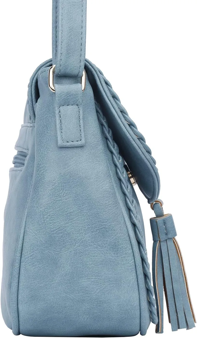 KKXIU Casual Flap Saddle Crossbody Bags for Women Purses and Handbags with Tassel