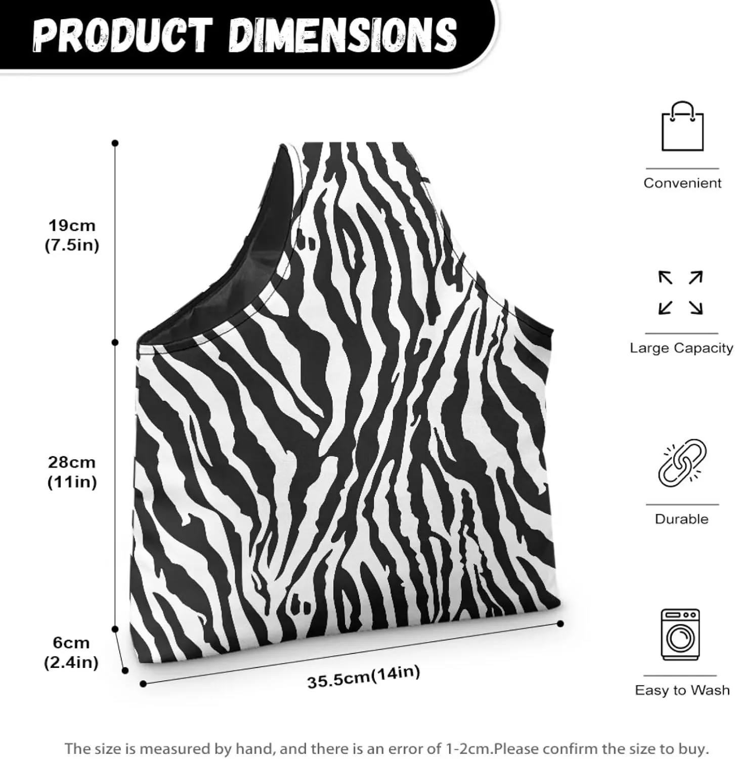 KUIFORTI Knitting Yarn Bag Zebra Print Yarn Bags for Crocheting on The Go Black Crochet Storage Bag for Women Girls at Home Travel Yarn Tote for Crochet Accessories, Knitting Needles, Large Size