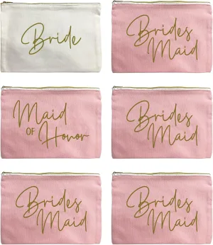 LADY&HOME Bridesmaid Makeup Bag Bride Vibe Team Bride Makeup Bag Wedding Party Cosmetic Bag Bridesmaid Proposal Gifts for Bridal Shower,Wedding,Bachelorette