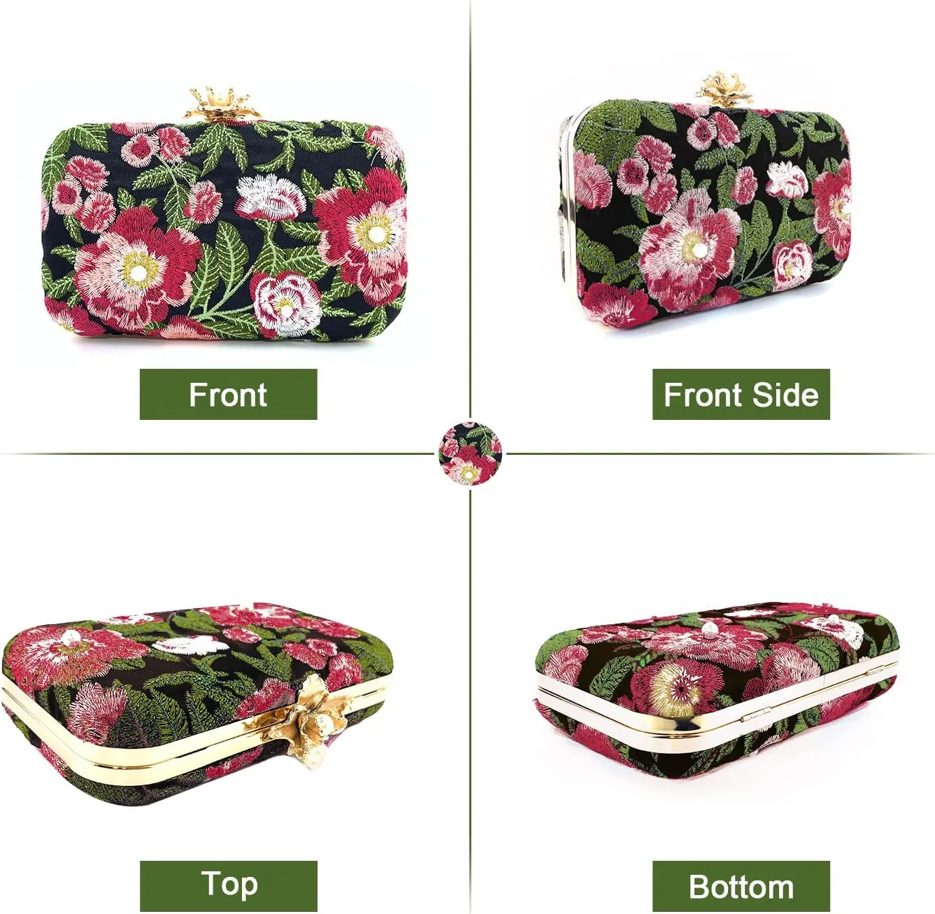 Lanpet Women's Embroidery Beaded Clutch Evening Bags Vintage Purses for Formal Party Wedding