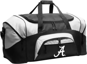 Large Alabama Duffel Bag Alabama Suitcase or Gym Bag For Men A Man Him or Her! (Alabama White A Logo, Black)