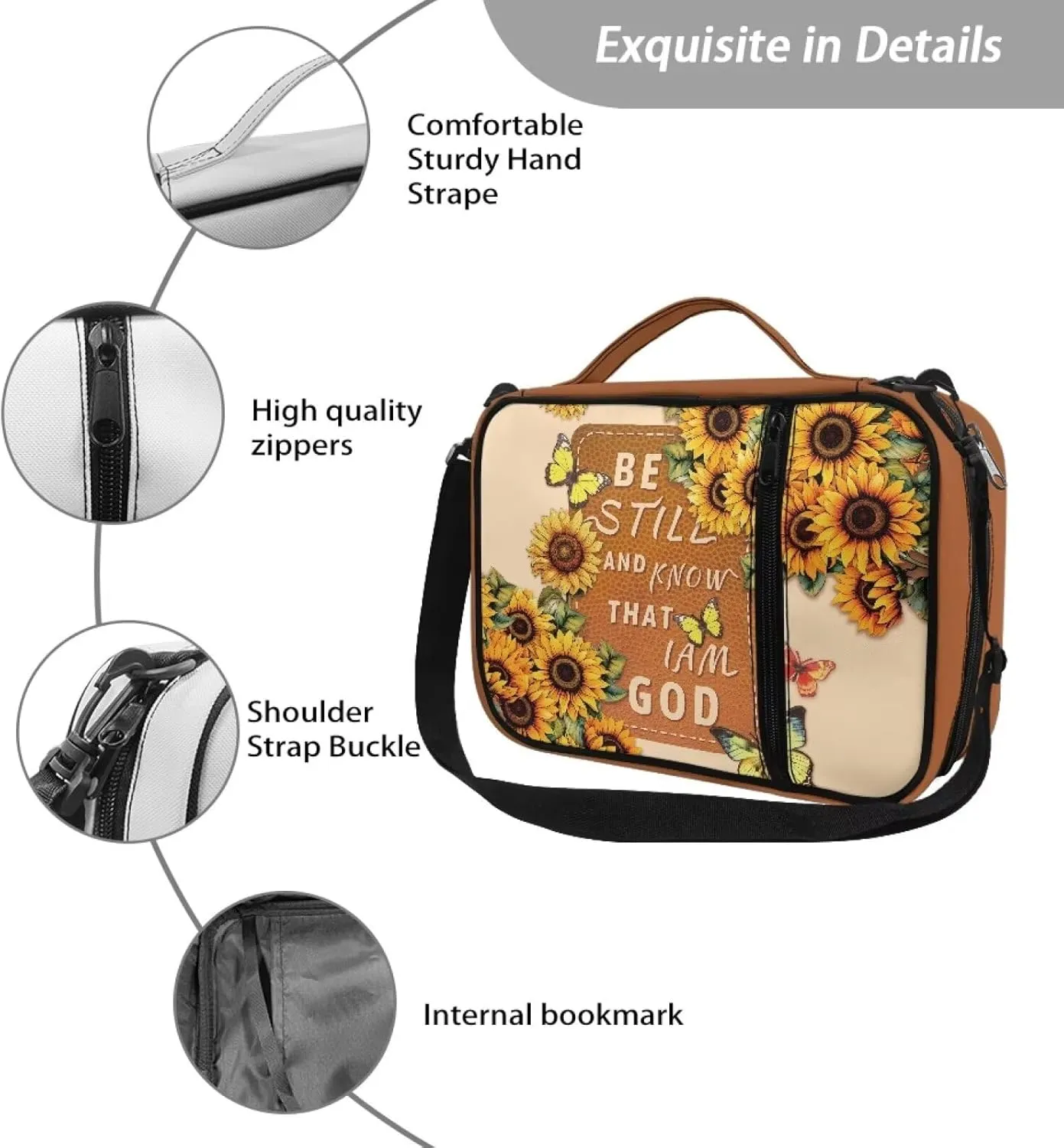 Large Bible Bag Bible Case for Women Bible Cover Case Bible Covers with Shoulder Strap Church Bag Christian Print