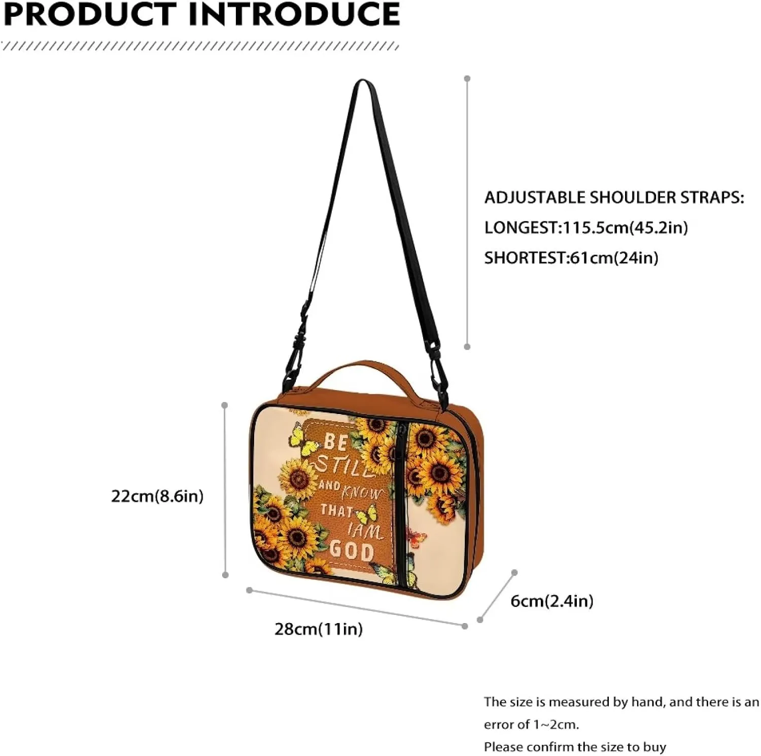 Large Bible Bag Bible Case for Women Bible Cover Case Bible Covers with Shoulder Strap Church Bag Christian Print