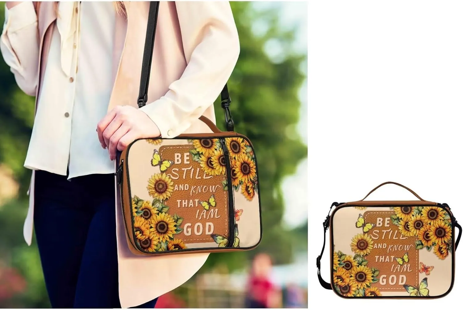 Large Bible Bag Bible Case for Women Bible Cover Case Bible Covers with Shoulder Strap Church Bag Christian Print