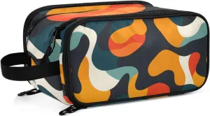 Large Capacity Travel Cosmetic Bag for Women Abstract Graffiti Travel Portable Cosmetic Pouch With Handle and Divider Flat Lay Bag Organizer Toiletry Bag Makeup Box for Skincare Cosmetics