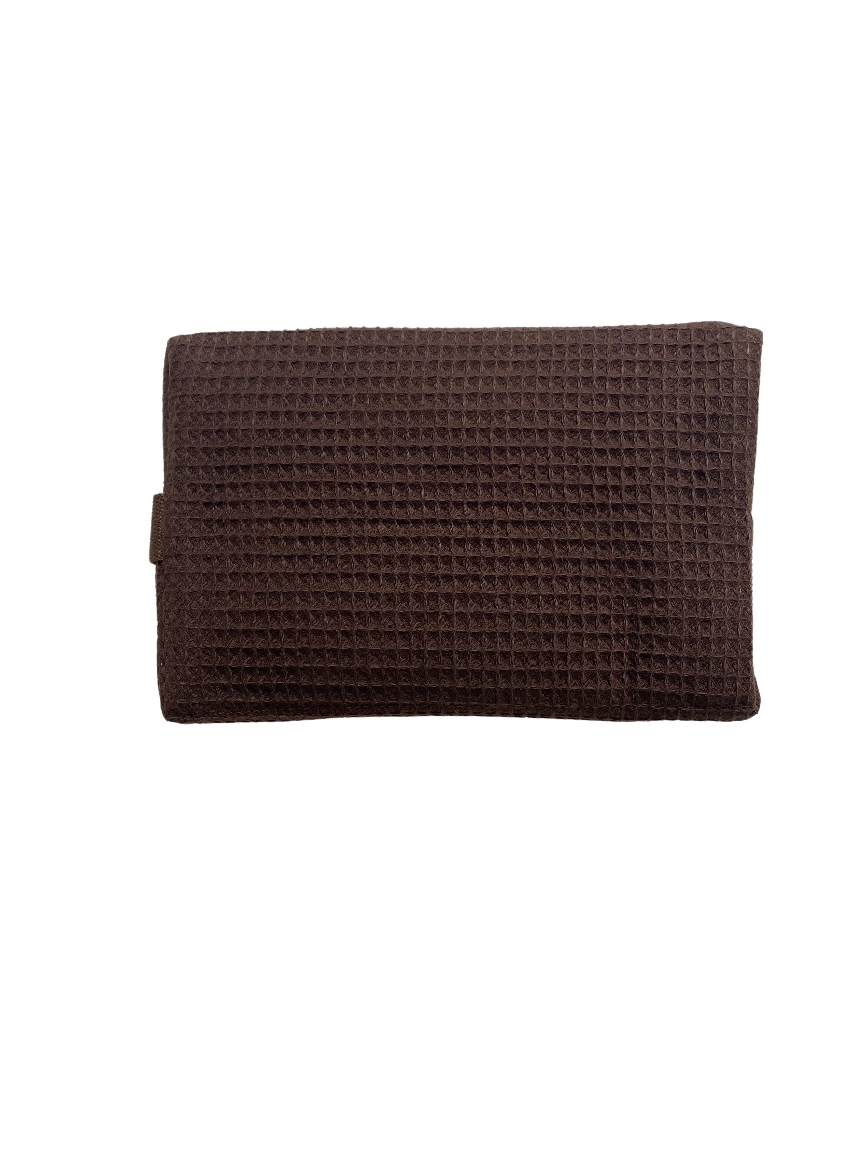 large chocolate brown monogrammed makeup bag