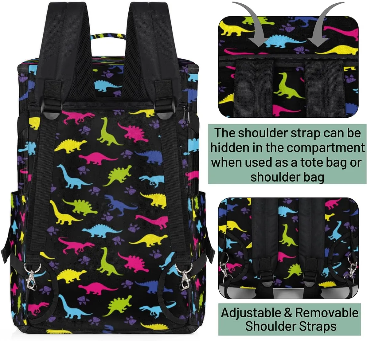 Large Sports Gym Bag With Shoe & Laptop Compartment 47L Waterproof Travel Duffel Bags for Men Women Rainbow Dinosaur Luggage Backpack Duffle Bag