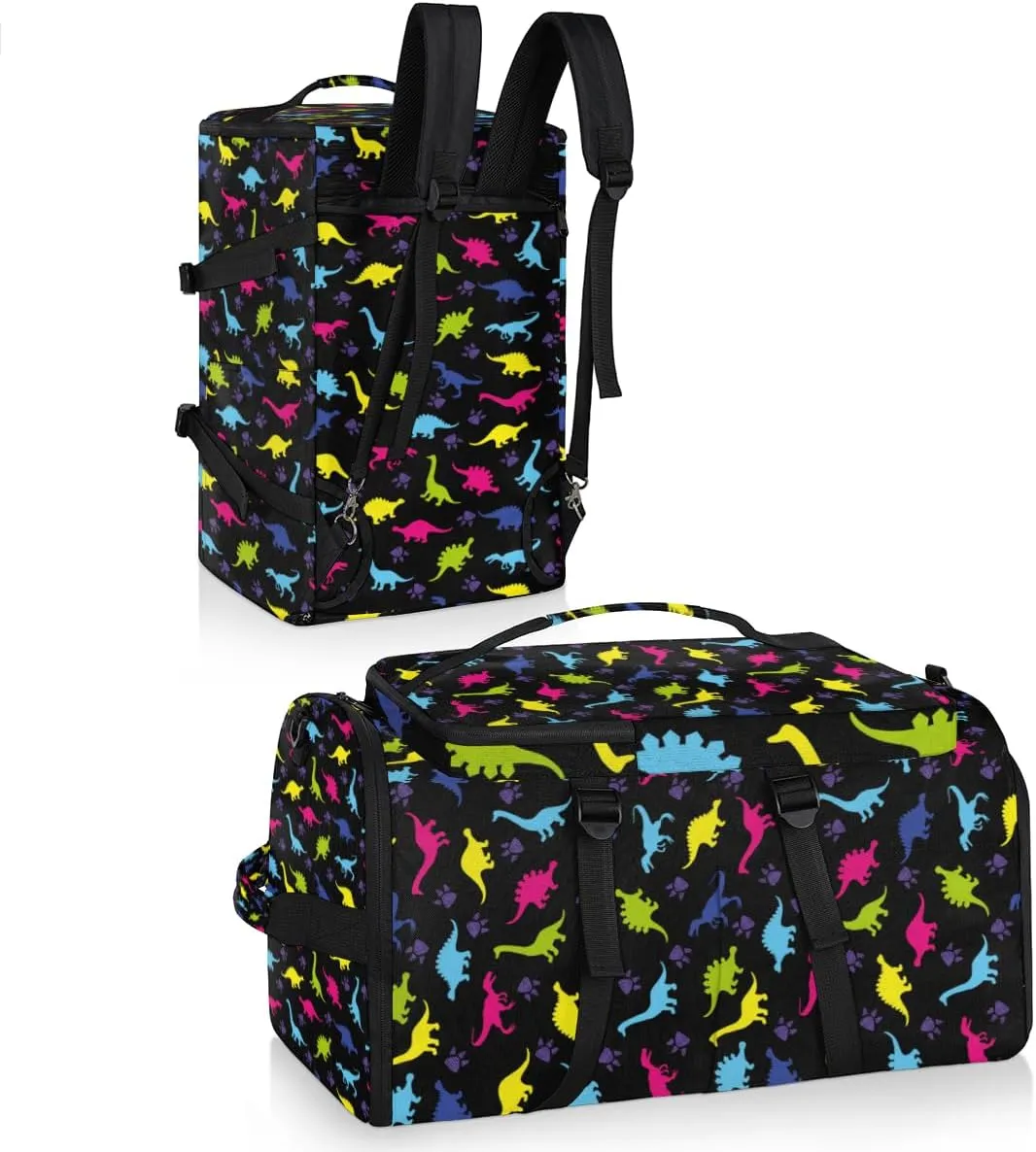 Large Sports Gym Bag With Shoe & Laptop Compartment 47L Waterproof Travel Duffel Bags for Men Women Rainbow Dinosaur Luggage Backpack Duffle Bag