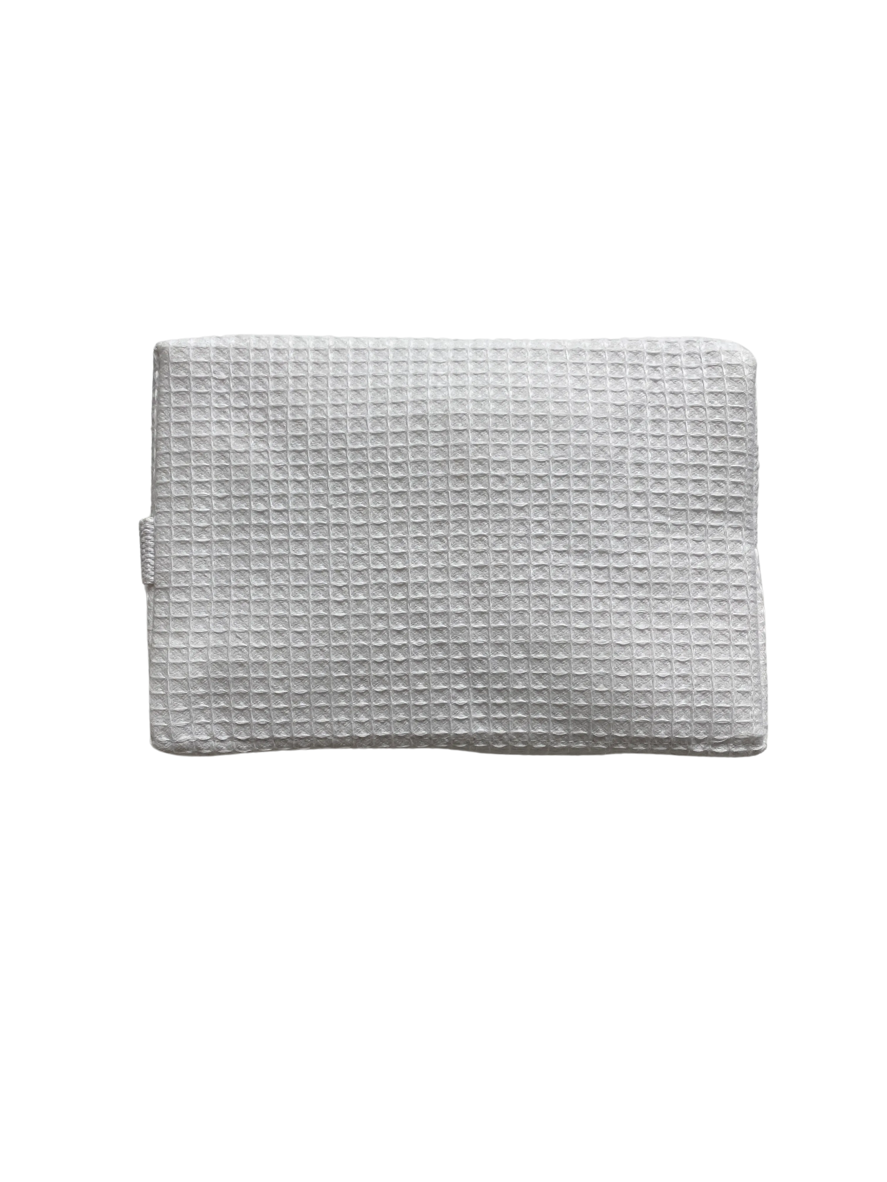 large white monogrammed makeup bag