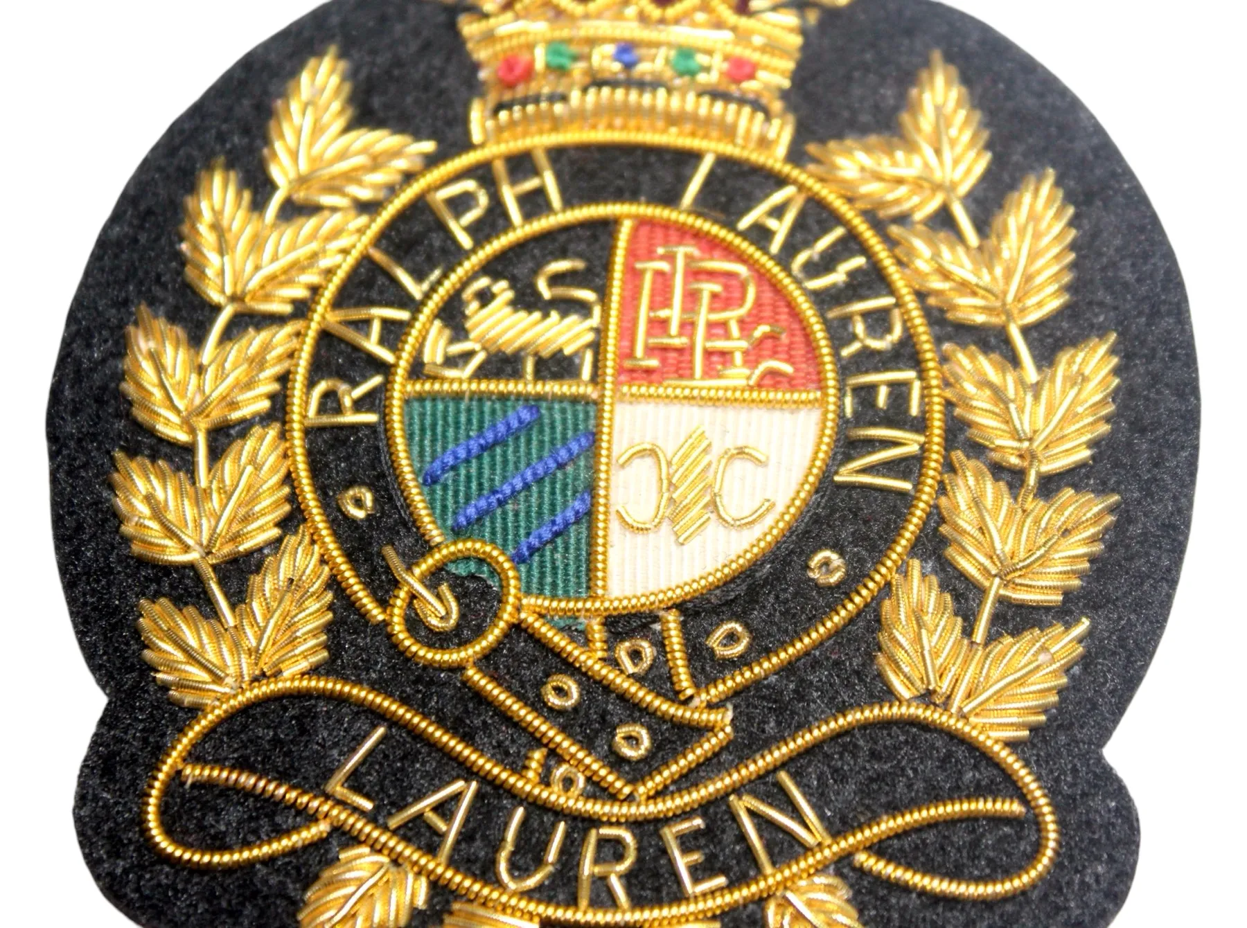 Lauren Hand-Embroidered Crest Patch on Black Felt – Perfect for Blazers, Jackets, and T-Shirts